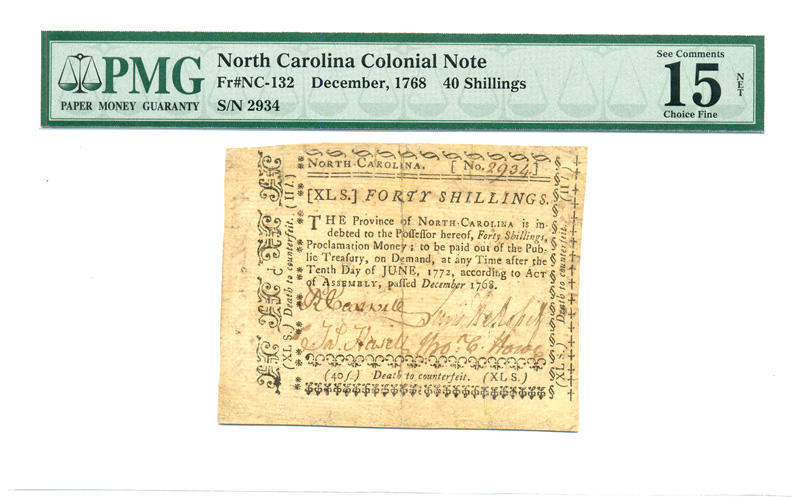 Colonial Currency, NC, December, 1768, PMG Graded