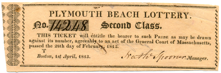 Plymouth Beach Lottery Ticket, 1813