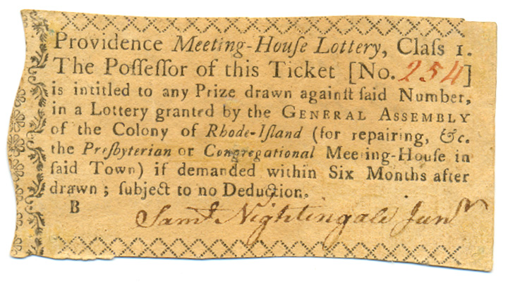 Providence Meeting House Lottery Ticket  C. 1760.