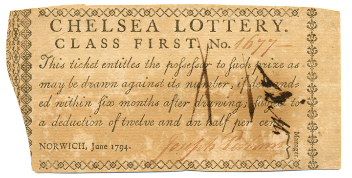 Chelsea Lottery Ticket, June, 1794