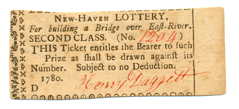 Colonial Lottery Ticket-1780 New Haven Lottery