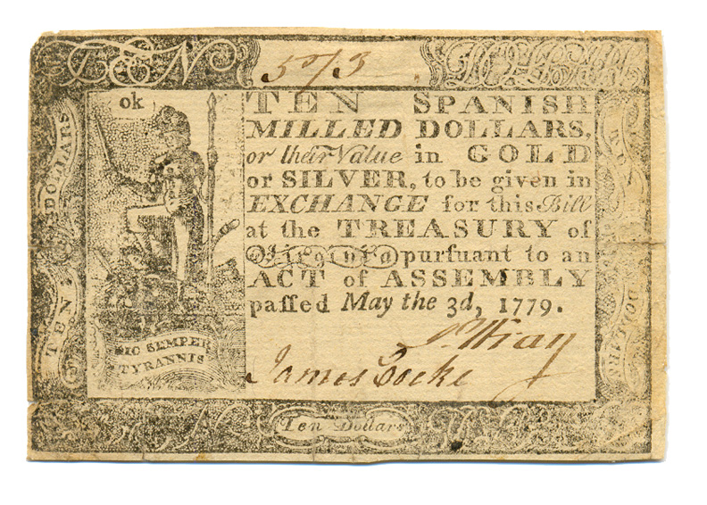 Colonial Currency, VA, 5/3/1779, $10