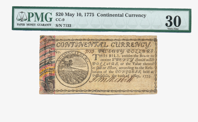 Rare PMG VF-30 5/10/1775 Continental Currency