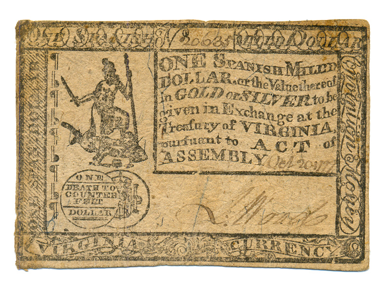 Colonial Currency, VA, 10/20/1777, $1