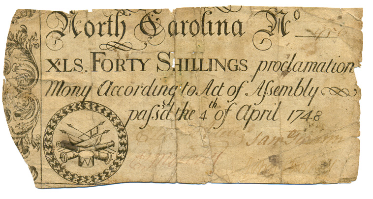 Colonial Currency, NC, 4/4/1748, 40s