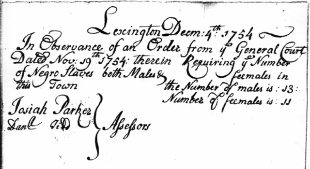 Lexington Census 1754 