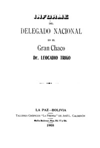 Informe del delegado nacional en el Gran Chaco