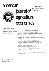 Volume 54, Number 5: American journal of agricultural economics
