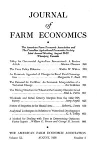 Volume 40, Number 3: Journal of farm economics