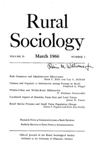 Volume 31, Number 1: Rural sociology