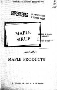 Number 974 - Maple Sirup and Other Maple Products: Cornell extension bulletin