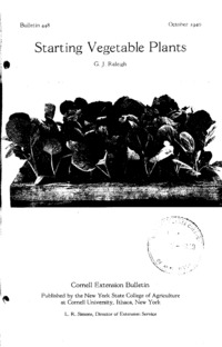 Number 448 - Vegetable Plant-Growing Structures and Plant-Growing: Cornell extension bulletin
