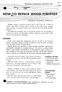 Number 685, Edition Revised - How to Repair Wood Finishes: Cornell extension bulletin