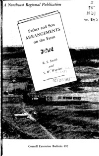 Number 892 - Father and Son Arrangements on the Farm: Cornell extension bulletin