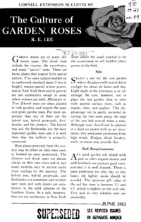 Number 897 - The Culture of Garden Roses: Cornell extension bulletin