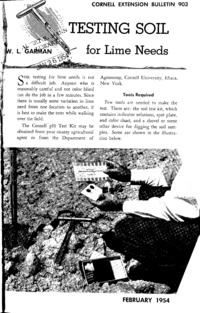 Number 903 - Testing Soil for Lime Needs: Cornell extension bulletin