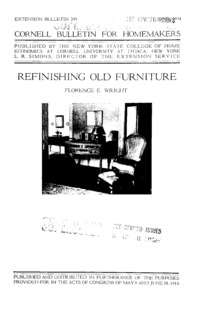 Number 295, Edition Cornel Bulletin for Homemakers - Refinishing Old Furniture: Cornell extension bulletin