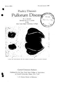 Number 337A, Edition Revised - Pullorum Disease: Cornell extension bulletin