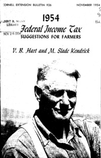 Number 926 - 1954 Federal Income Tax  Suggestions for Farmers: Cornell extension bulletin