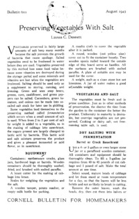 Number 622, Edition Cornell Bulletin for Homemakers - Preserving Vegetables With Salt: Cornell extension bulletin