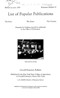 Number 47, Edition Revised - List of Popular Publications: Cornell extension bulletin