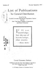 Number 47, Edition Revised - List of Publications for General Distribution: Cornell extension bulletin