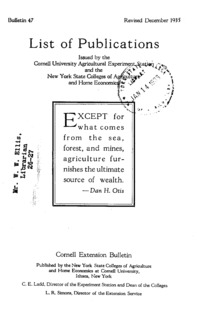 Number 47, Edition Revised - List of Publications: Cornell extension bulletin
