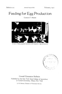 Number 222, Edition Revised - Feeding For Egg Production: Cornell extension bulletin