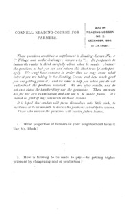 Number 2, Supplement  - Quiz on Reading-Lesson No. 2: Cornell reading-course for farmers. Reading-lesson