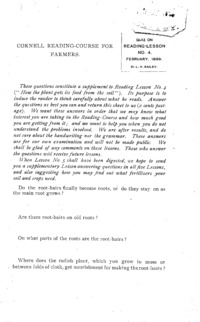 Number 4, Supplement  - Quiz on Reading-Lesson No. 4: Cornell reading-course for farmers. Reading-lesson