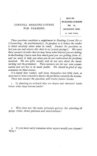 Number 12, Supplement  - Quiz on Reading-Lesson No. 12: Cornell reading-course for farmers. Reading-lesson