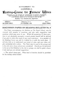 Series 2, Number 6, Supplement  - Discussion-Paper on Reading-Bulletin No. 6: Cornell reading-course for farmers' wives