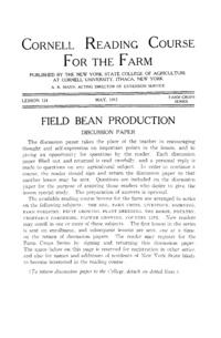 Number 124, Supplement  - Field Bean Production.  Discussion Paper: Cornell reading course for the farm