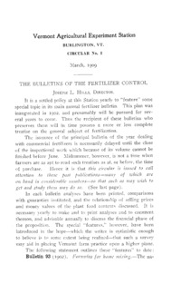 Series Circular, Number 1 - The Bulletins of the Fertilizer Control: Annual report