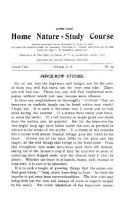 Volume 4, Number 24 - Fence-Row Studies: Home nature-study course