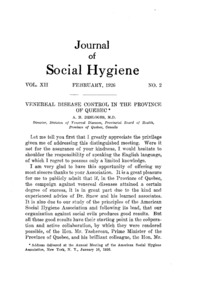 Volume 12, Number 2: Journal of social hygiene