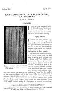 Part V, Number 640 - Buying and Care of Curtains, Slip Covers, and Draperies: [Cornell bulletin for homemakers]