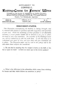 Series 3, Number 15, Supplement  - Discussion-Paper: Cornell reading-course for farmers' wives