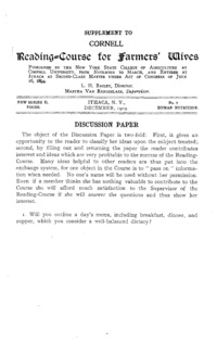 Series 2 New, Number 7, Supplement  - Discussion Paper: Cornell reading-course for farmers' wives