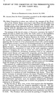 Report of the committee on the president's veto of the tariff bill.