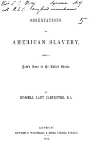 Observations on American slavery : after a year's tour in the United States