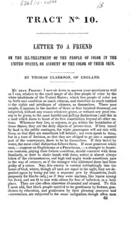 Letter to a friend : on the ill-treatment of the people of color in the United States, on account of the color of their skin