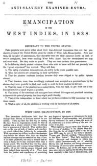 Emancipation in the West Indies, in 1838.