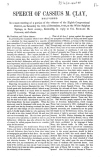 Speech of Cassius M. Clay : delivered in a mass meeting of a portion of the citizens of the eighth Congressional District, on Saturday, the 30th of December, 1843, at the White Sulphur Springs, in Scott county, Kentucky, in reply to Col. Richard M. Johnson, and others.
