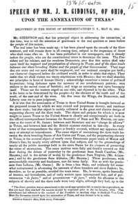 Speech of Mr. J. R. Giddings of Ohio upon the annexation of Texas : delivered in the House of Representatives, U.S., May 21, 1844.