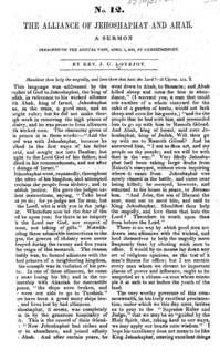 The alliance of Jehoshaphat and Ahab : a sermon preached on the annual fast April 4, 1844, at Cambridgeport