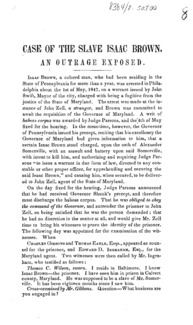Case of the slave Isaac Brown : an outrage exposed.