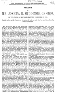 The rights and duties of representatives : speech of Mr. Joshua R. Giddings, of Ohio, in the House of Representatives, December 27, 1849, on the motion of Mr. Sackett, to amend the rules so as to elect certain committees by vote of the House.
