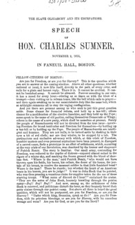 The slave oligarchy and its usurpations : speech of Hon. Charles Sumner, November 2, 1855, in Faneuil Hall, Boston.