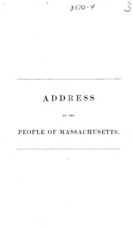 Address to the people of Massachusetts.